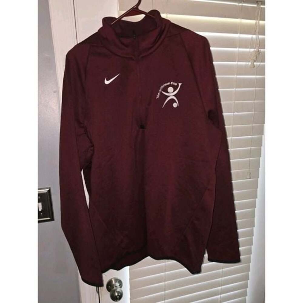 Nike Dri-Fit Sweatshirt Mens L Burgundy Quarter Zip Pullover Jefferson Cup Logo